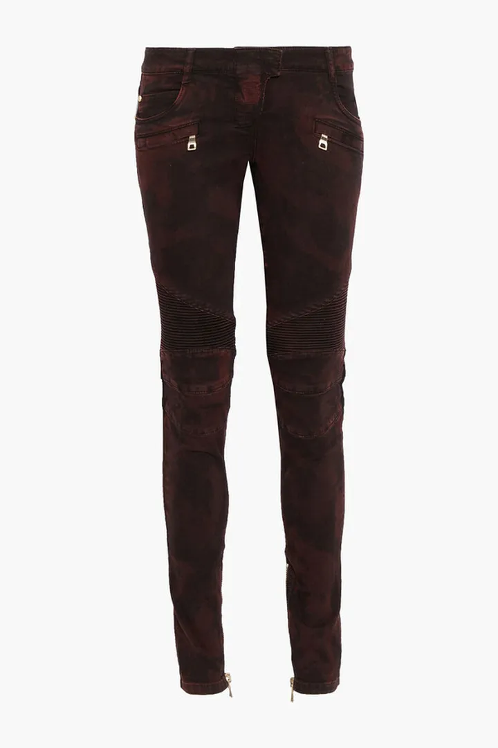 Moto-style faded low-rise skinny jeans