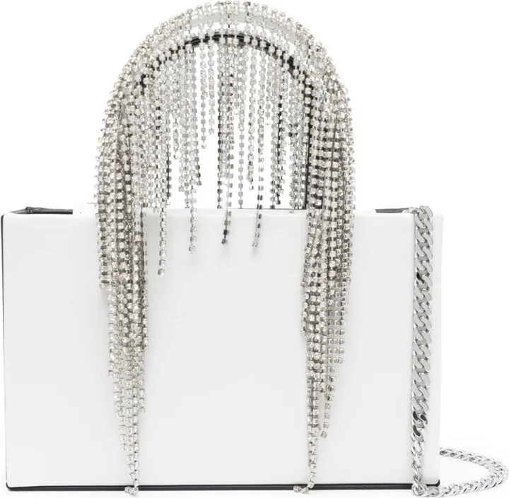 Crystal-Embellished Handle Shoulder Bag