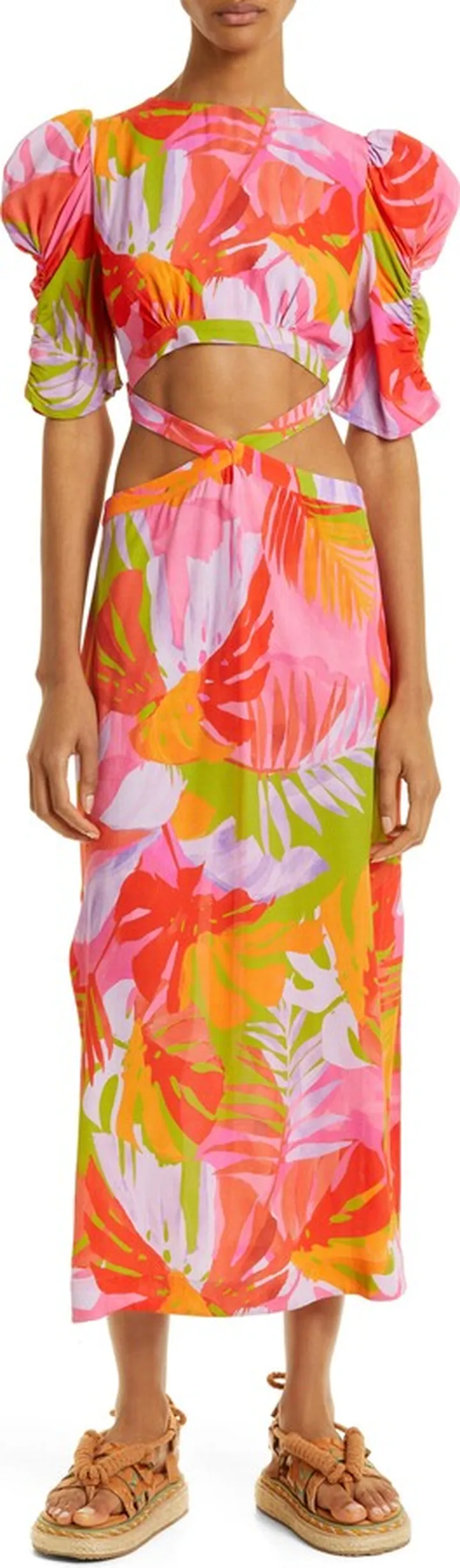 Colorful Leaves Midi Dress