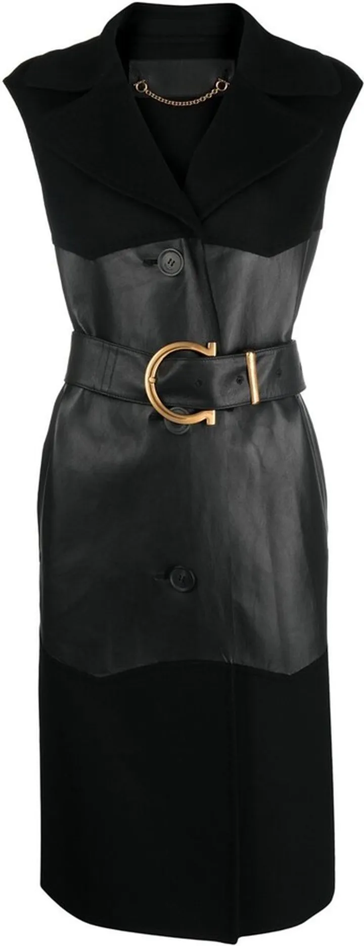 Panelled Sleeveless Single-Breasted Coat