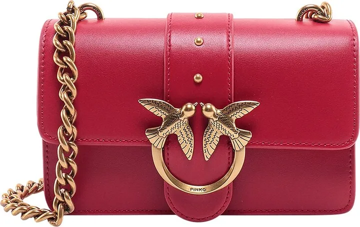 Leather shoulder bag with iconic Love Birds buckle