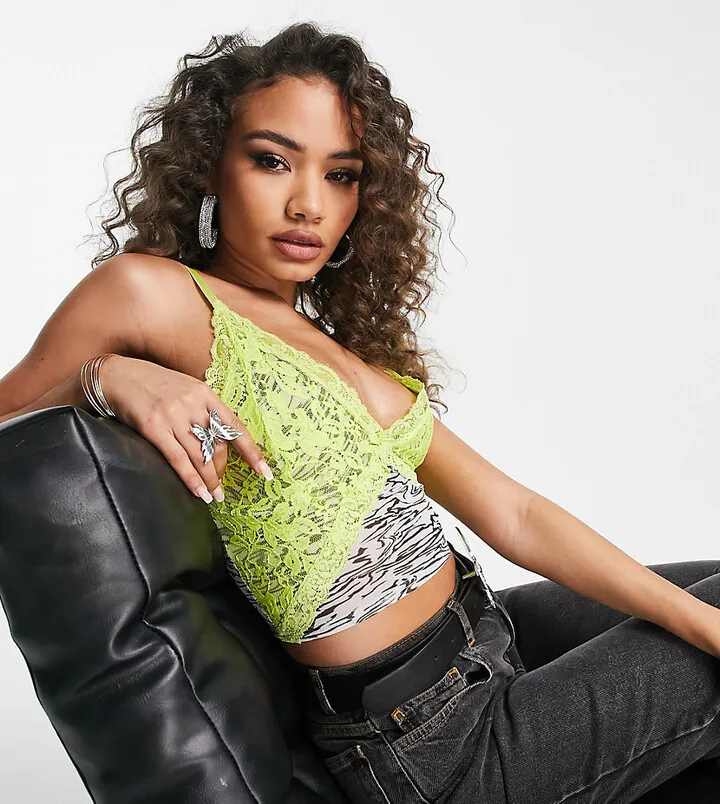 AsYou lace overlay mesh cami in zebra print