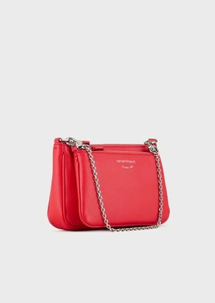 Deer-print double mini bag with shoulder strap