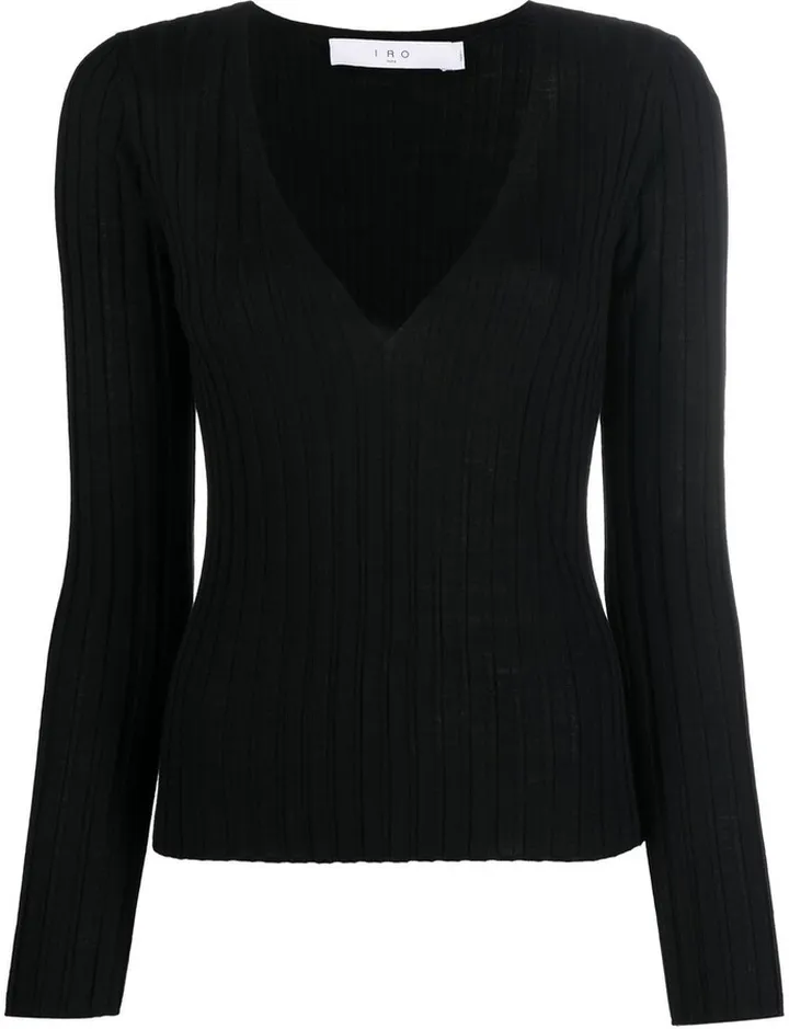 ribbed-knit V-neck jumper