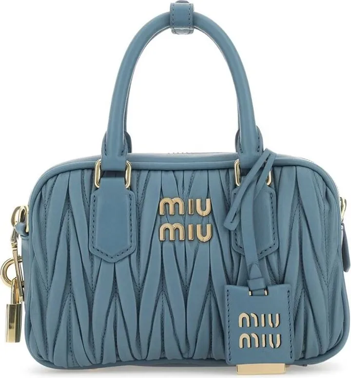 Miu Miu Matelassé Logo Plaque Mini Tote Bag