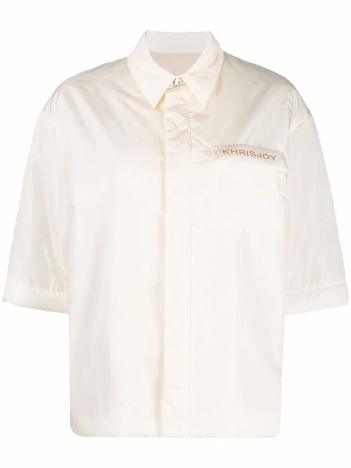 Logo-Print Short-Sleeved Shirt Jacket
