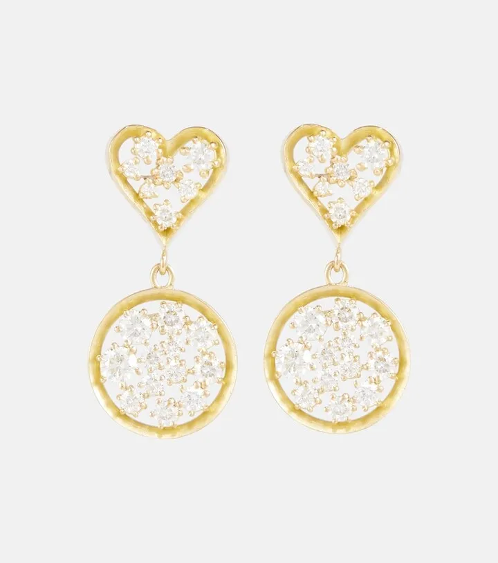 Margot Heart 18kt gold drop earrings with diamonds