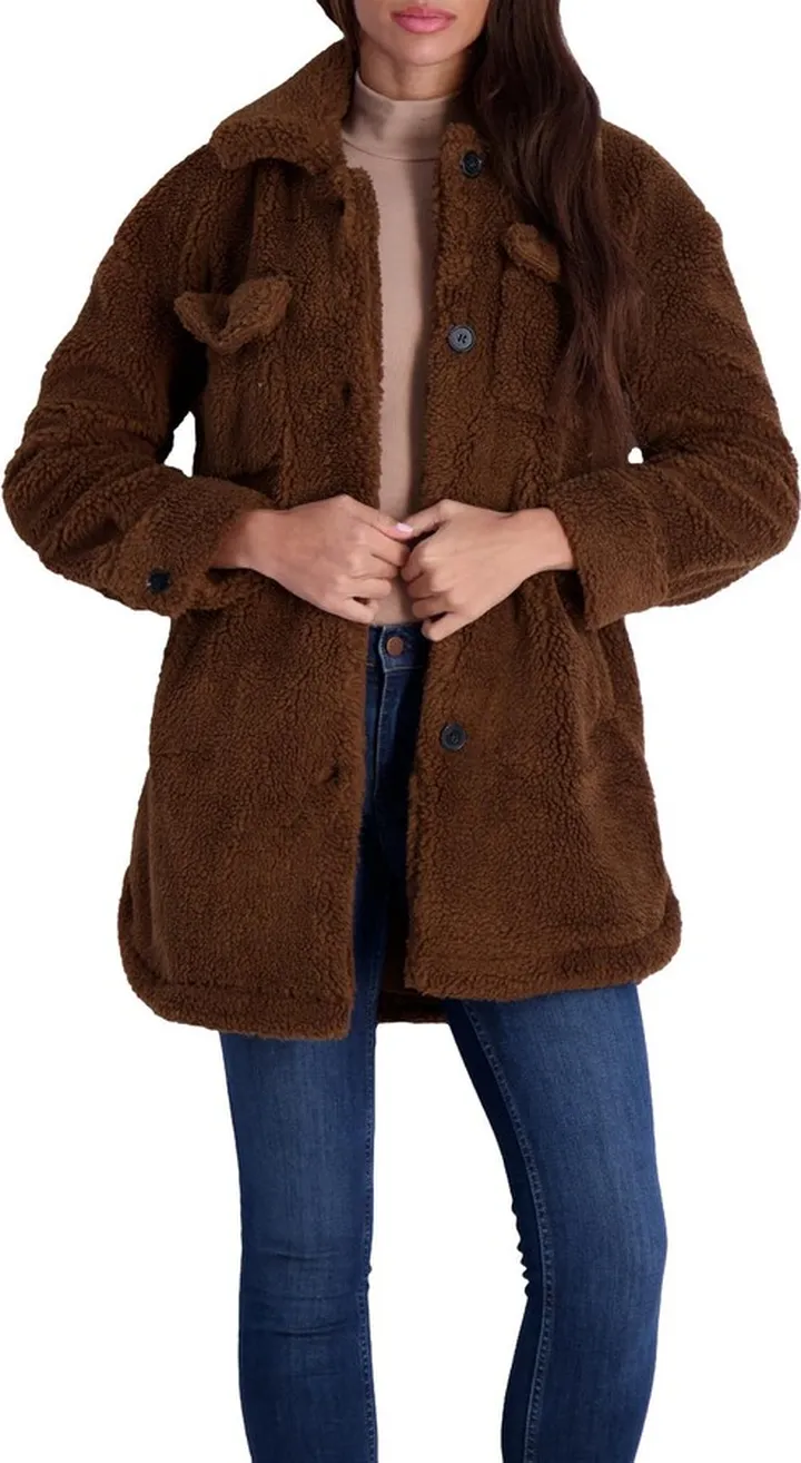 Womens Lightweight Midi Faux Fur Coat