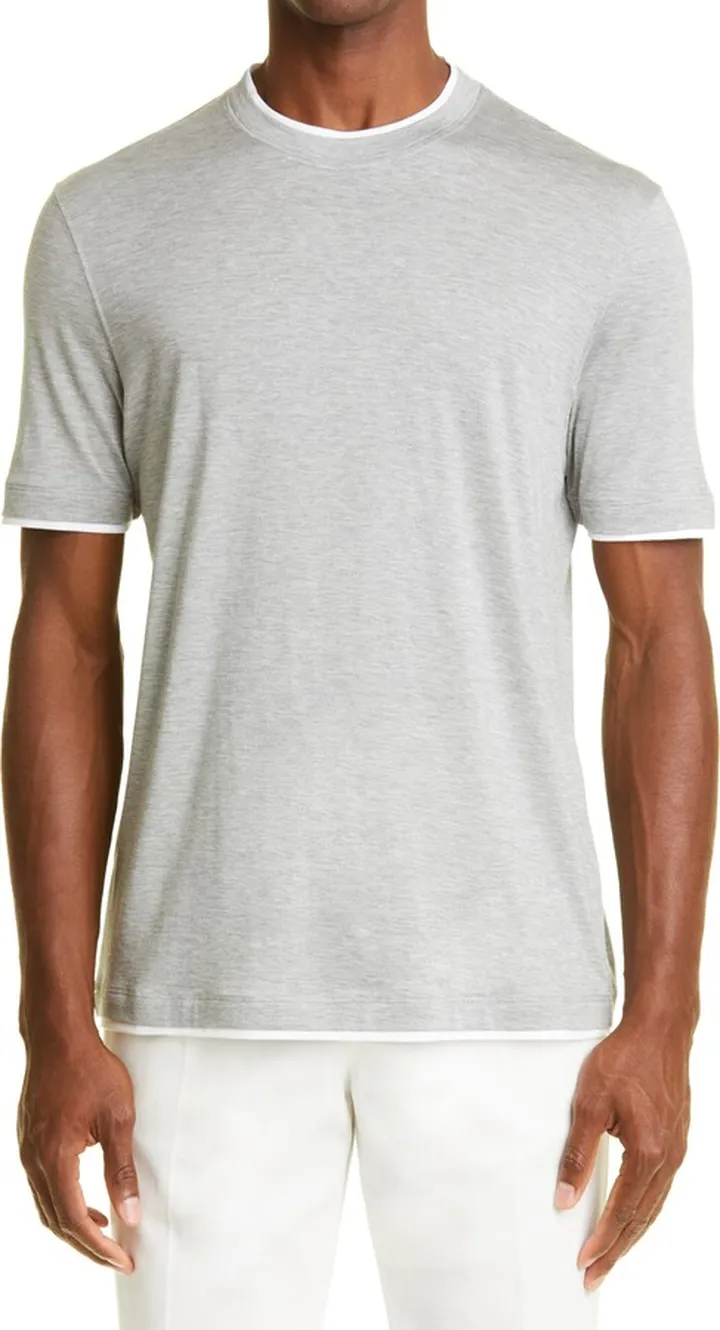 Tipped Silk & Cotton T-Shirt