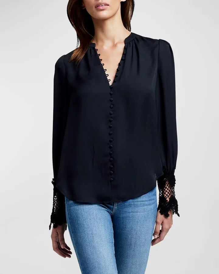 Ava Lace-Cuff Blouse