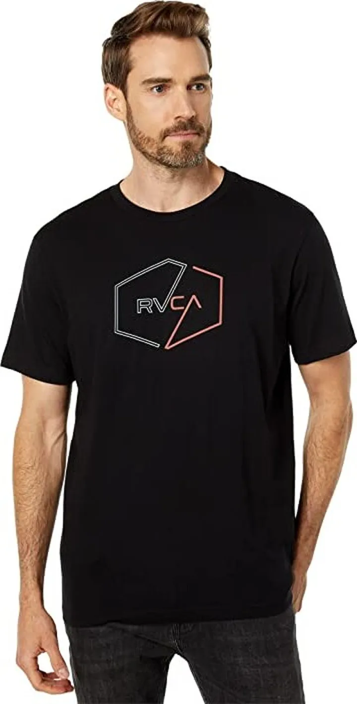 RVCA Halfway Short Sleeve Tee (Black) Men's Clothing