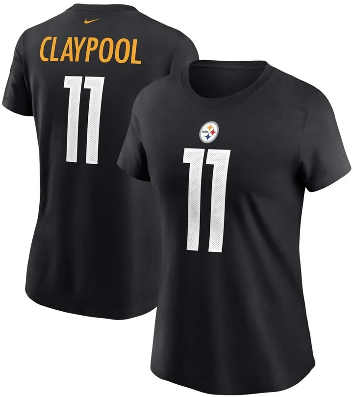 Women's Chase Claypool Black Pittsburgh Steelers Name Number T-shirt