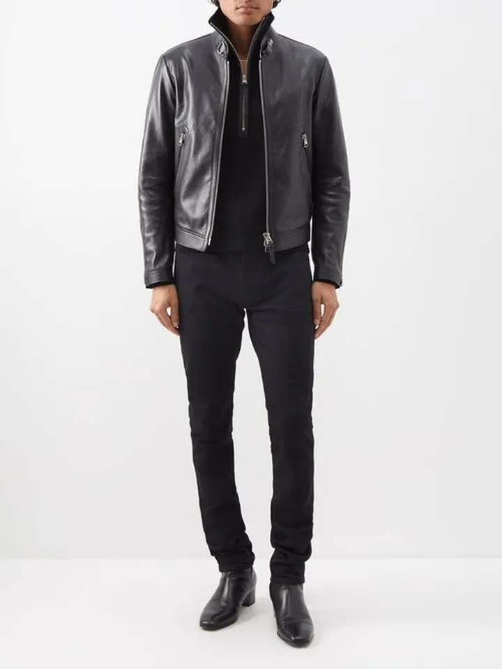 D-ring Leather Biker Jacket