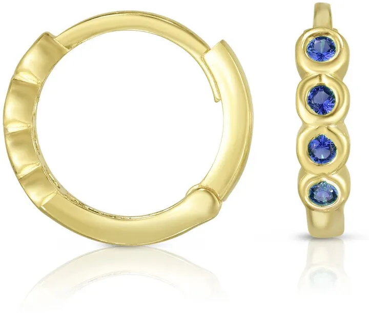 14K Yellow Gold Vermeil CZ Hoop Earrings