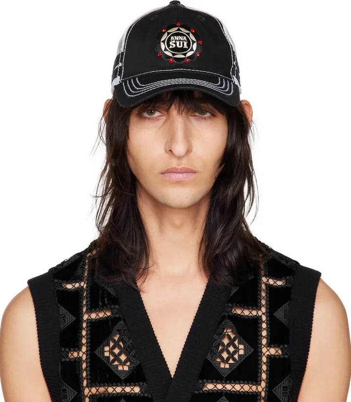 Anna Sui SSENSE Exclusive Black & White Trucker Cap