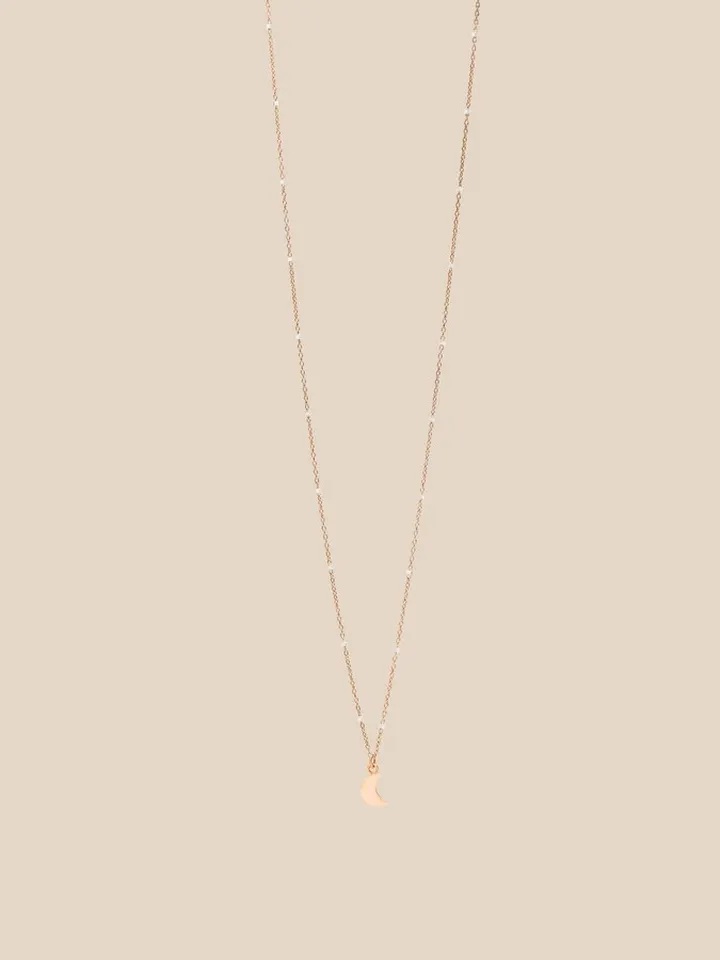Dodo mini moon necklace in rose gold and rhodium-plated white gold