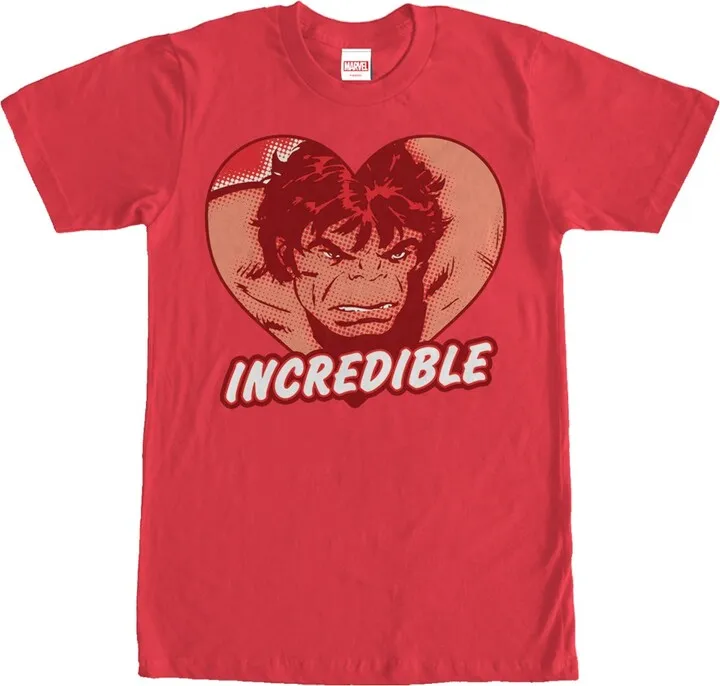 Men's Marvel Hulk Incredible Heart T-Shirt - Red - Large