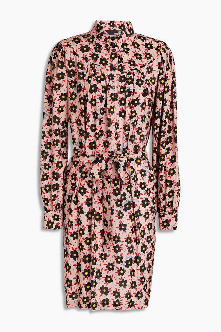 Floral-print woven shirt dress
