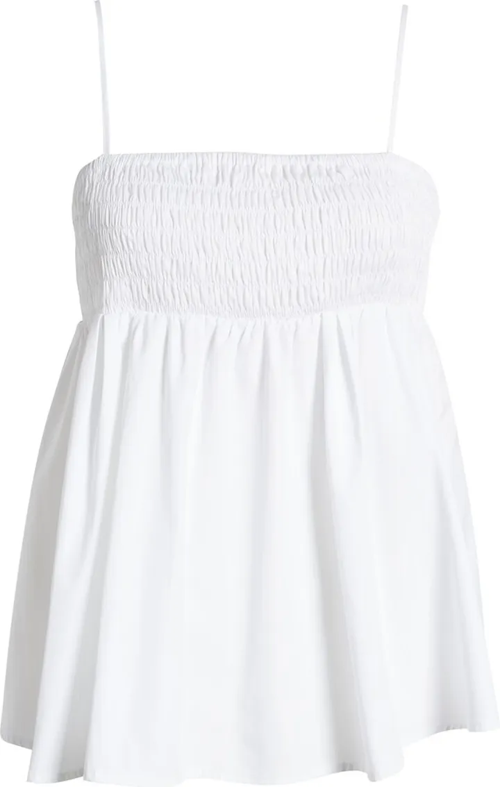 Smocked Cotton Babydoll Camisole