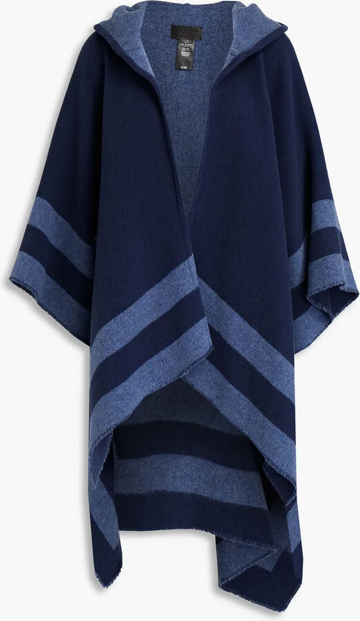 Rogue reversible striped wool hooded poncho