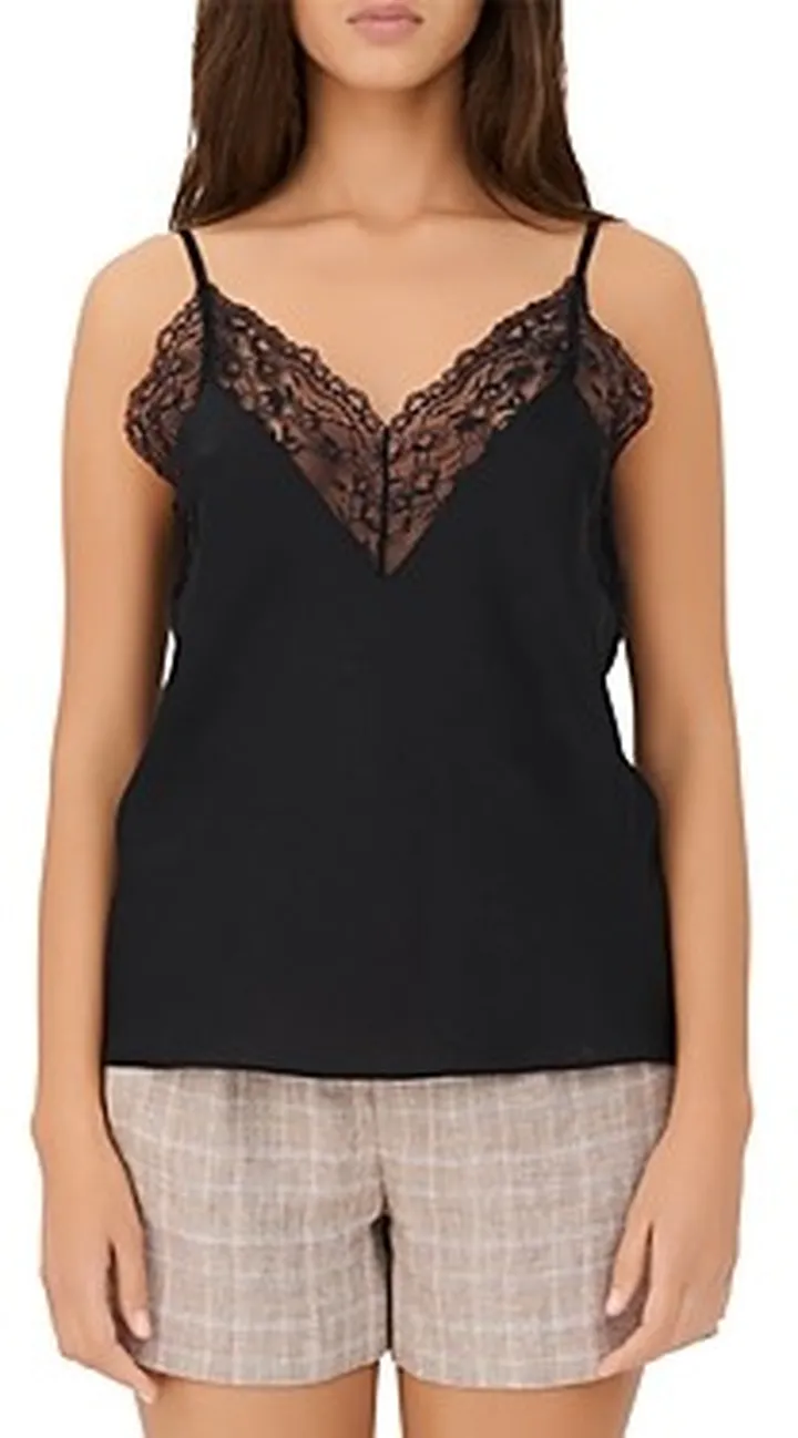 Maje Leatoni Silk Lace Trim Camisole