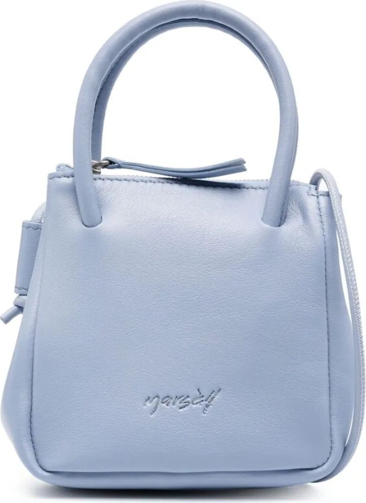 Debossed-Logo Leather Satchel