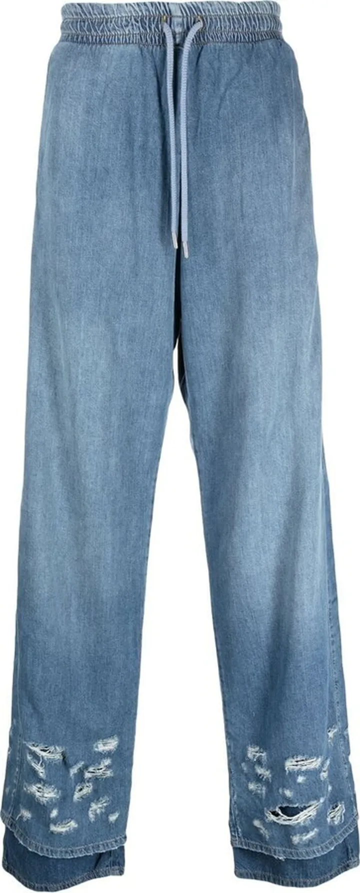 Distressed-Effect Wide-Leg Jeans