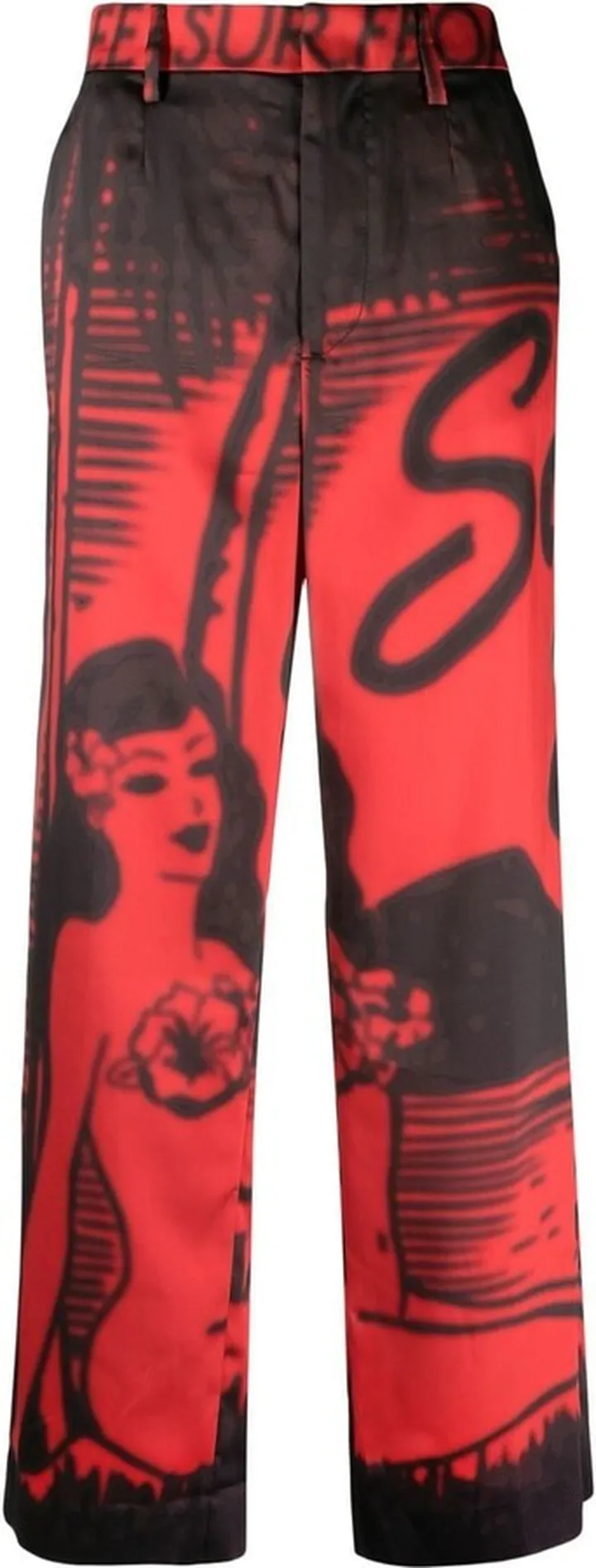Graphic-Print Straight-Leg Trousers
