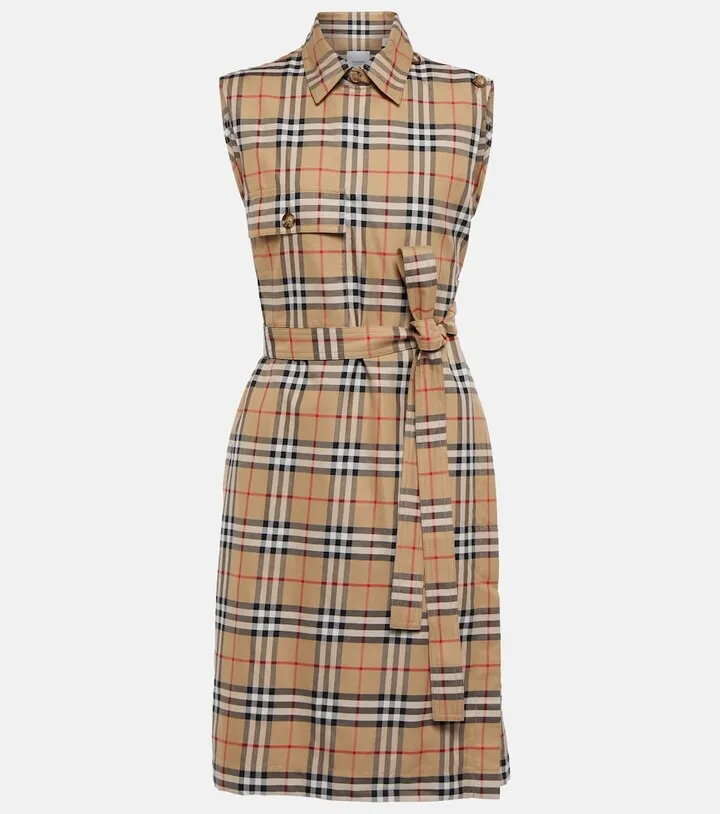 Vintage Check cotton midi dress