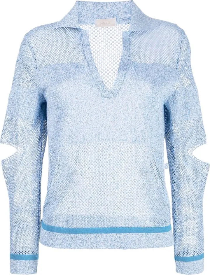 Mesh-Panelled Knitted Polo Shirt