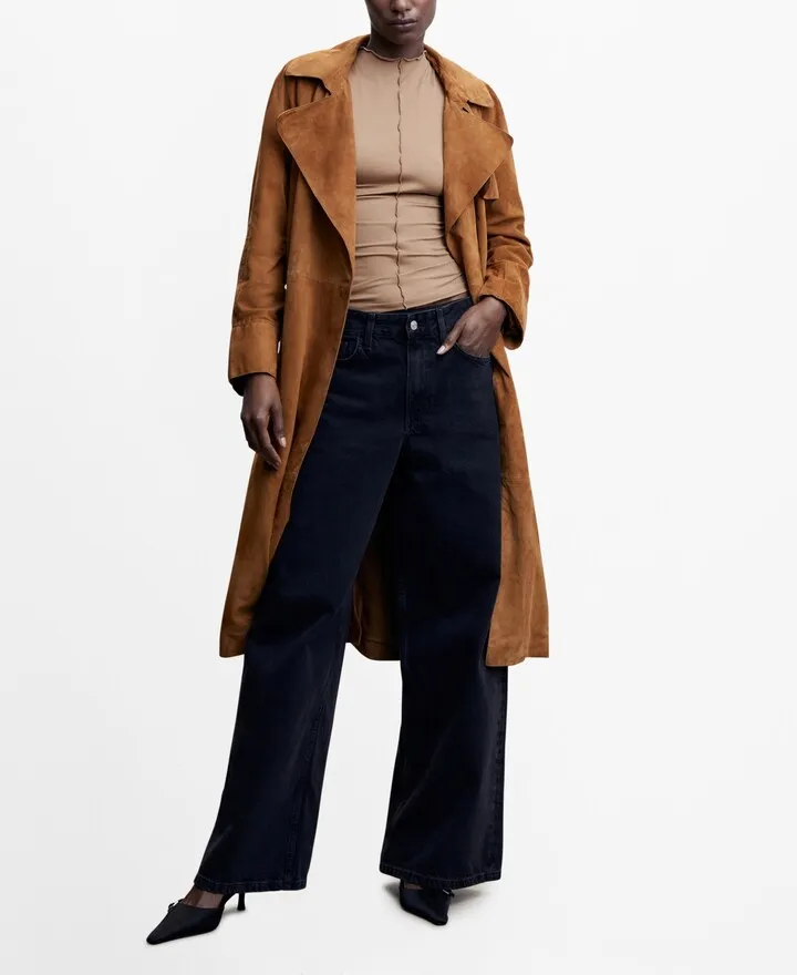Mango Women's Leather Trench Coat