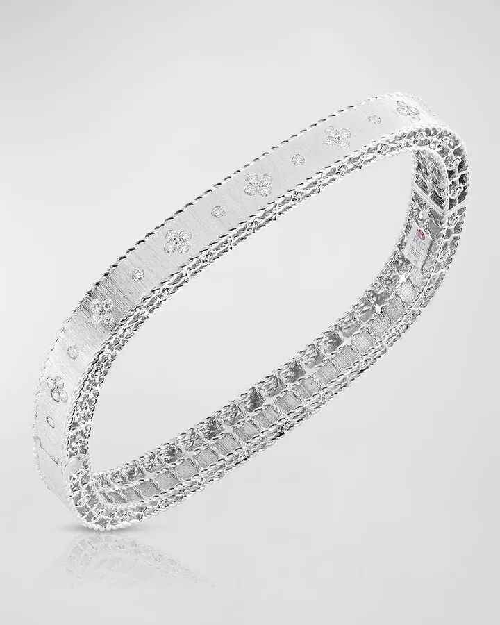 Princess 18K White Gold Narrow Diamond Bangle