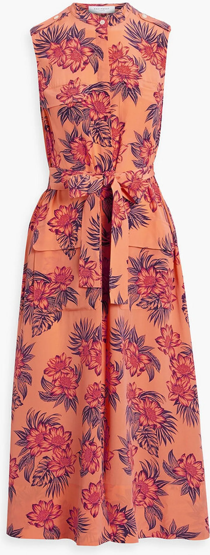 Illumina belted floral-print silk midi dress