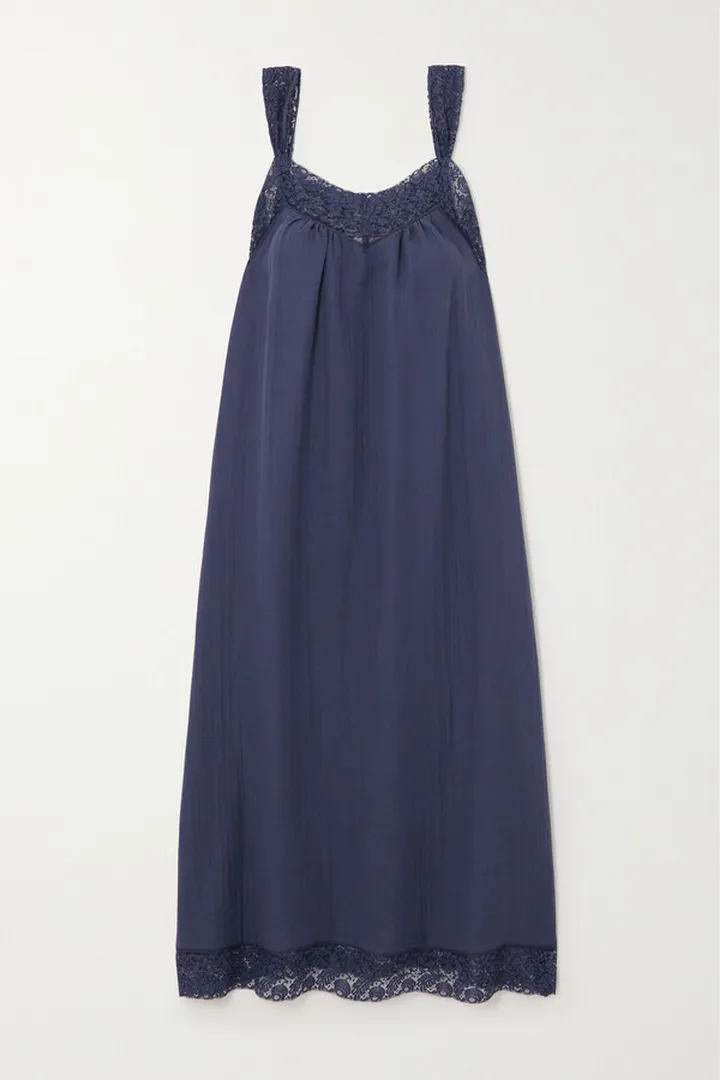 Eres - Pergola Meridienne Lace-trimmed Cotton-gauze Nightdress - Blue
