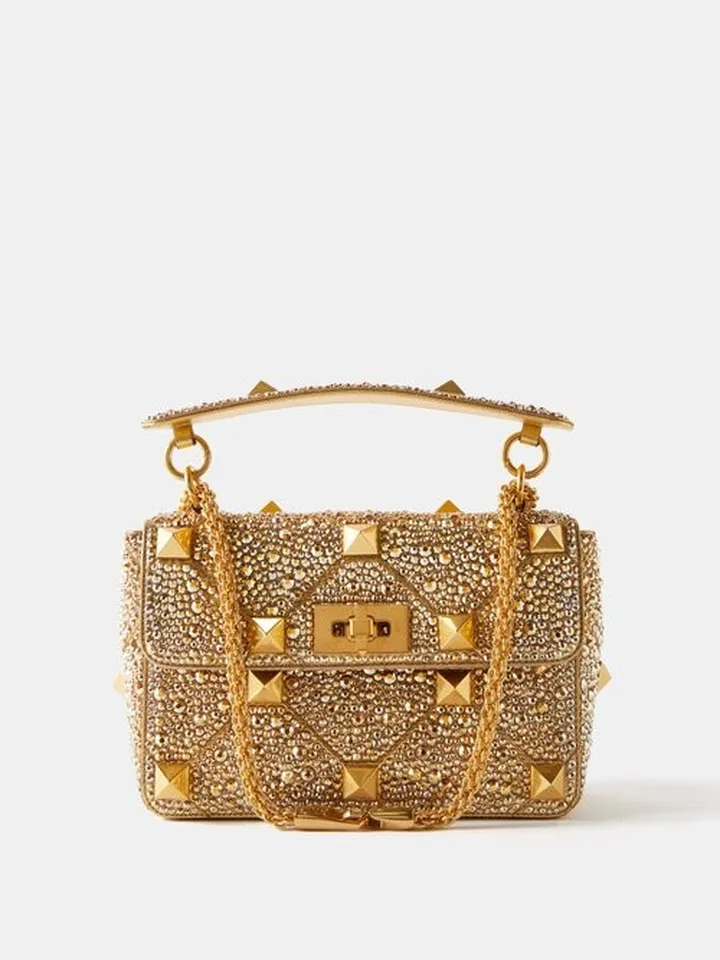 Roman Stud Crystal-embellished Handbag