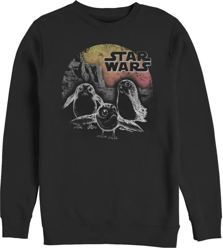 Men's Star Wars The Last Jedi Porg Sunset Sweatshirt - Black - 2X Large