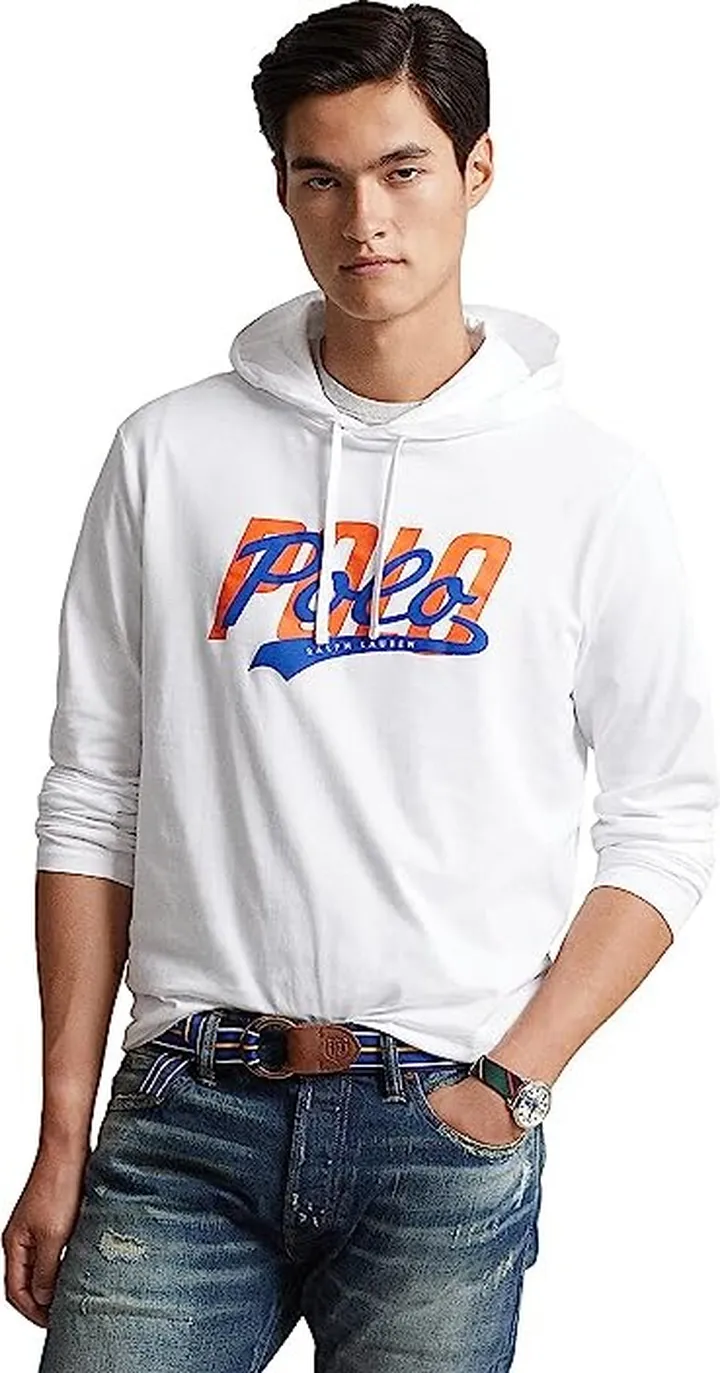 Polo Ralph Lauren Logo Jersey Hooded T-Shirt (White) Men's Clothing