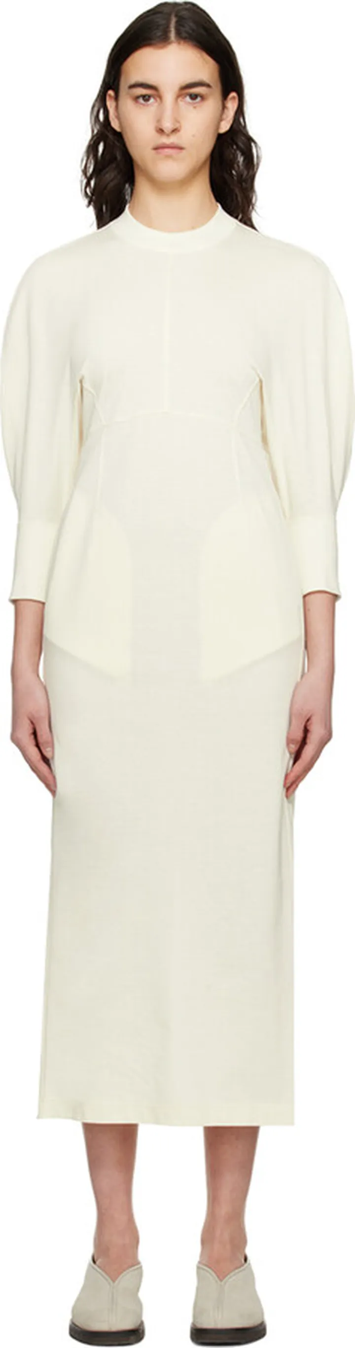 Mame Kurogouchi Off-White Balloon Midi Dress