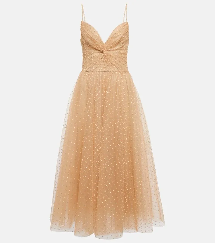 Dotted tulle midi dress