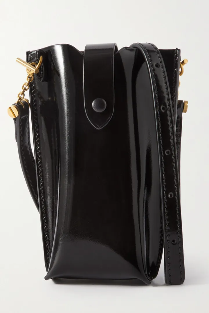 Métier - Minimalist Double Patent-leather Shoulder Bag - Black