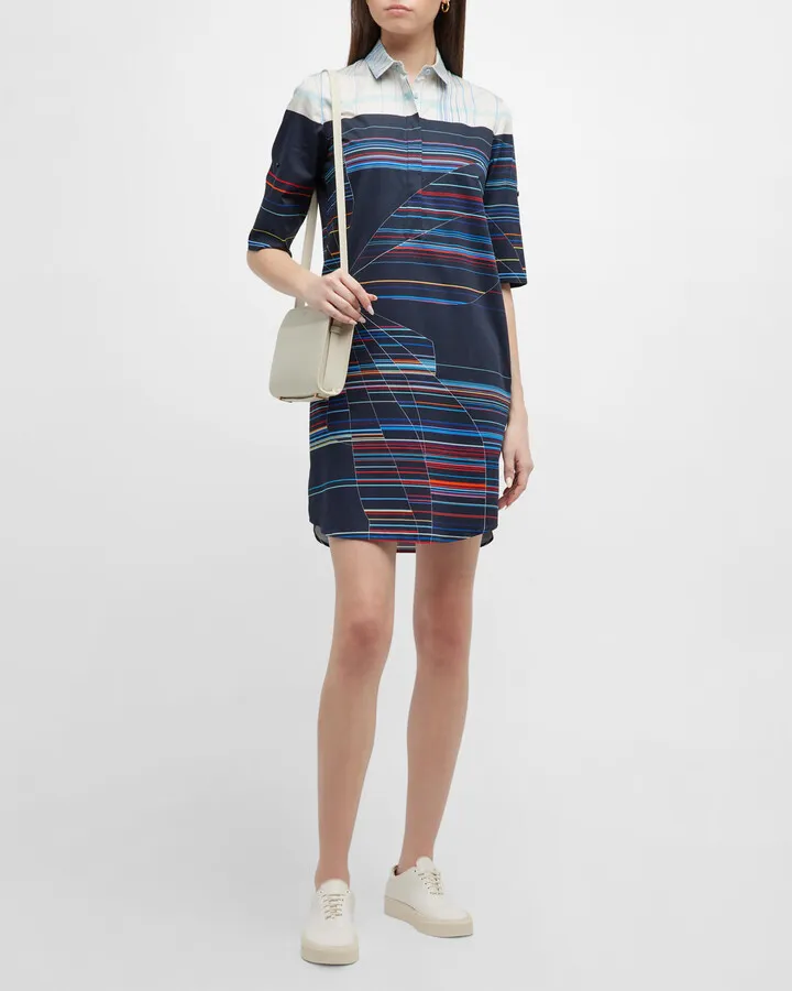 Matrix Flower Printed Shirtdress
