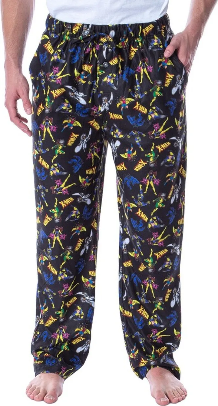 Marvel Men's X-Men Allover Classic Characters Loungewear Pajama Pants (2XL) Black