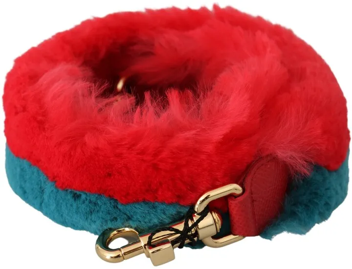 Dolce & Gabbana blue Rabbit Fur Leather Shoulder Women's Strap