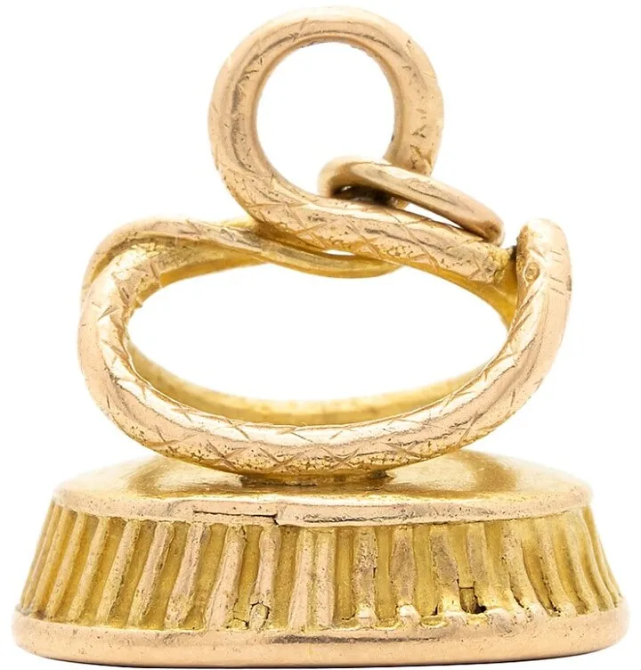 Victorian 15K Yellow Gold & Carnelian Embossed Seal Charm
