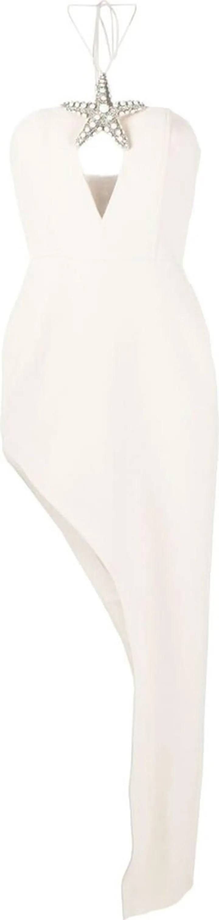 Starfish-Appliqué Asymmetric Midi Dress