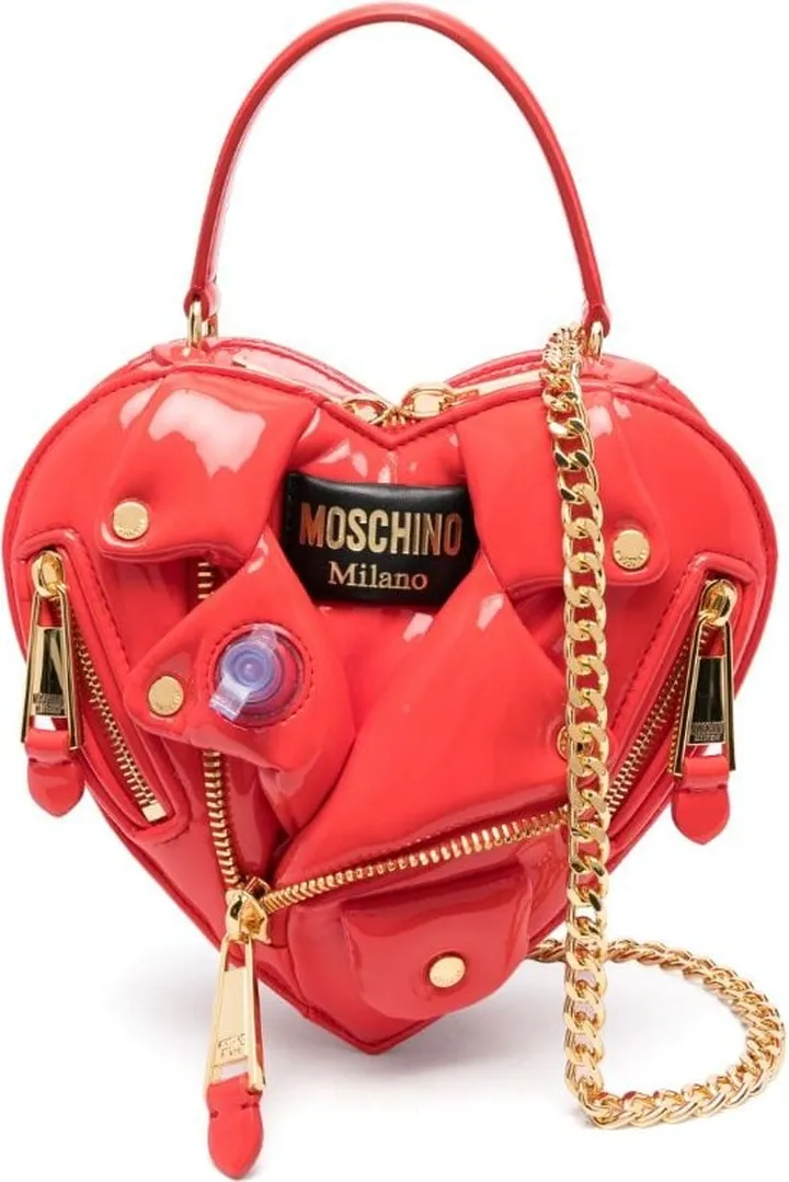 Heart-Shaped Biker-Jacket Crossbody Bag