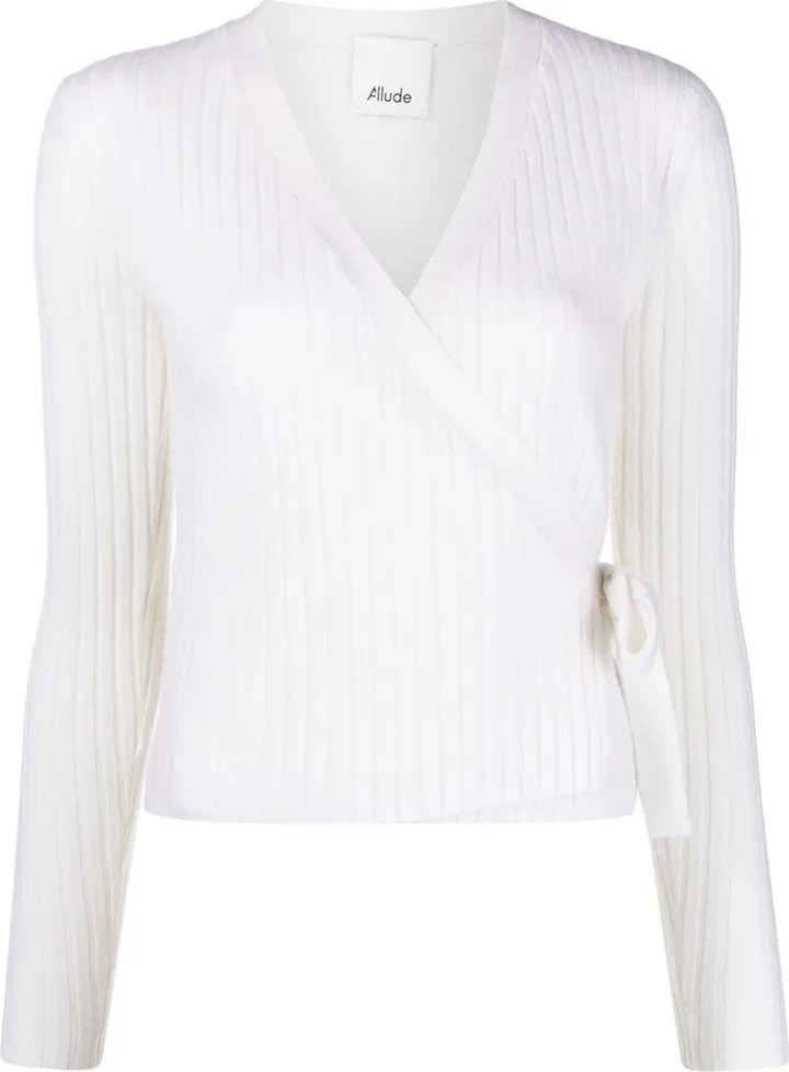 V-neck cashmere wrap cardigan
