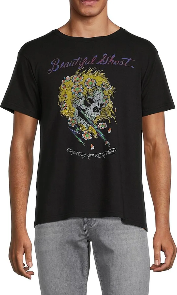 Short Sleeve Yellow Hair Skull Graphic Tee