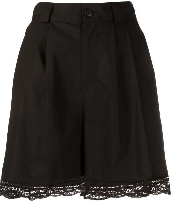 Scallop-Edge High-Waist Shorts
