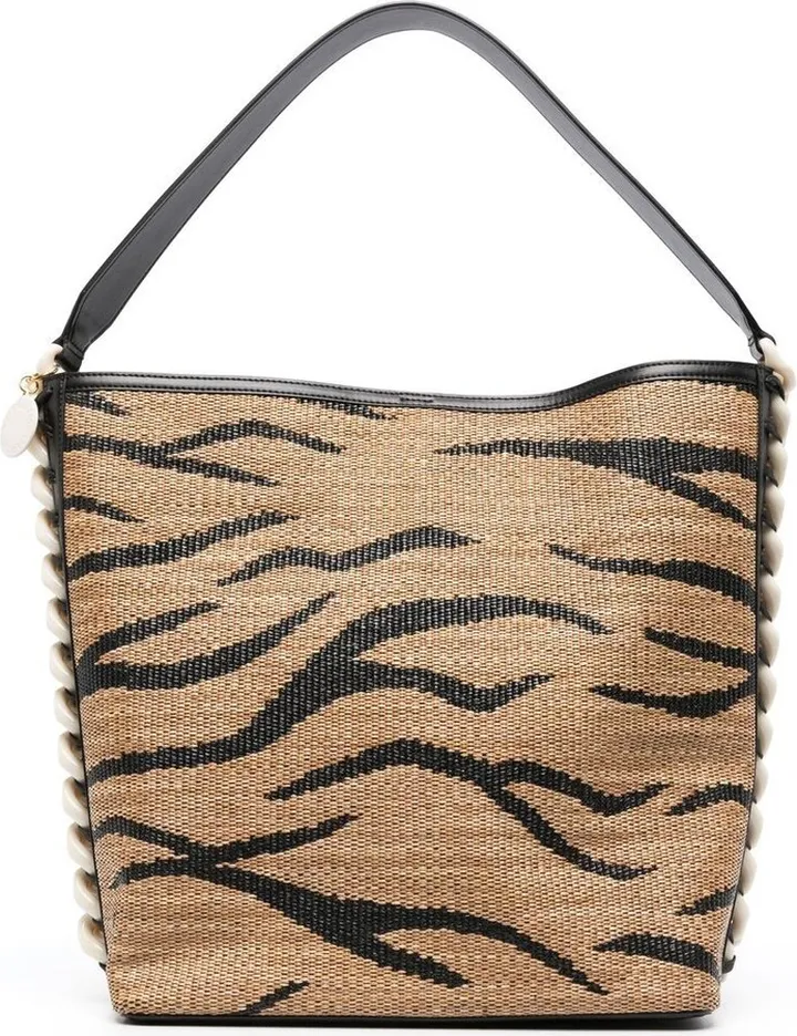 Tiger Stripe Raffia Tote Bag
